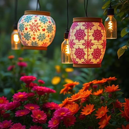 Garden Scene with Creative Lighting