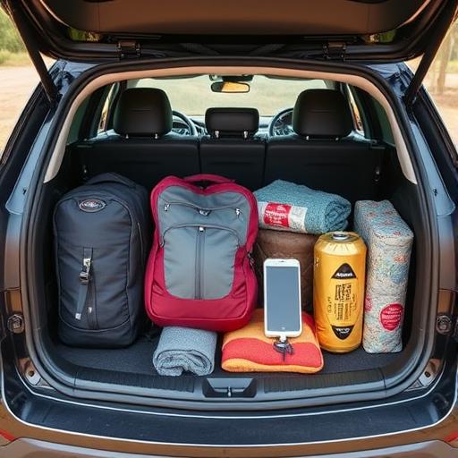 A neatly packed suitcase for road trips