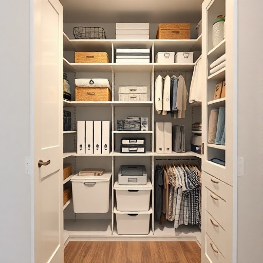 A tidy and organized closet, symbolizing the concept of time blocking as an orderly way to manage tasks.