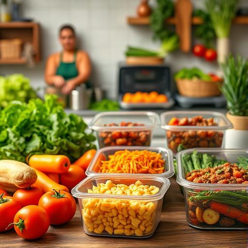 Vibrant kitchen with meal preparation