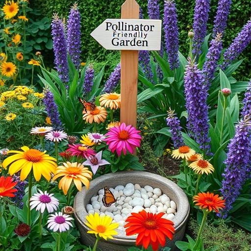An array of flowers in a butterfly garden