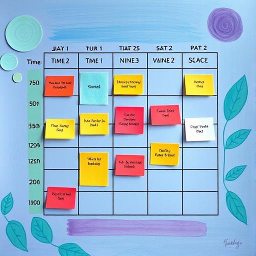 An artistic representation of time blocks as vibrant, organized sections on a calendar.