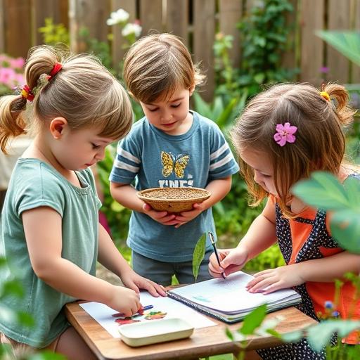 Children participating in garden activities