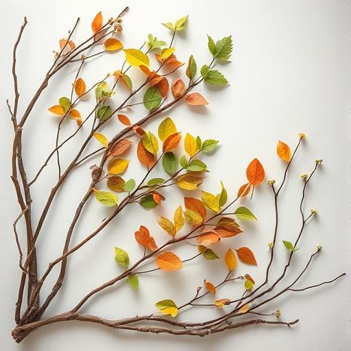 Nature-inspired wall art idea with branches and leaves