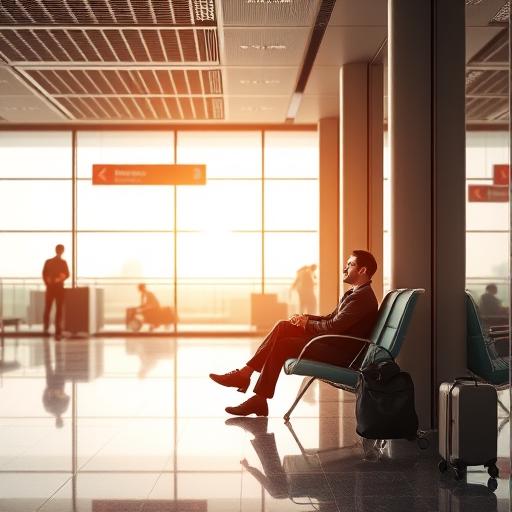 A traveler visualizing a peaceful airport journey