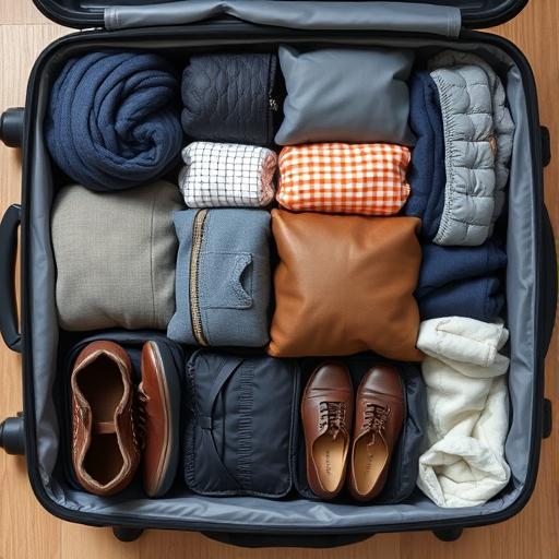 Toiletries packed for travel