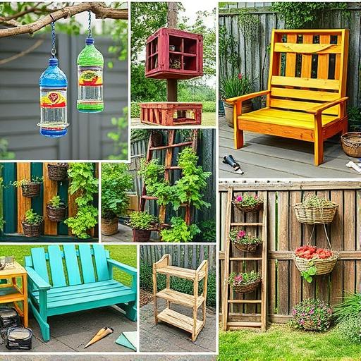 Whimsical water features in garden