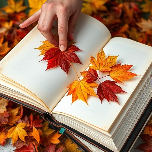 Close-up shot of a framed minimalist wall art made of autumn leaves
