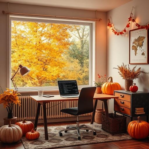 A cozy home office setup, optimizing for productivity with daylight