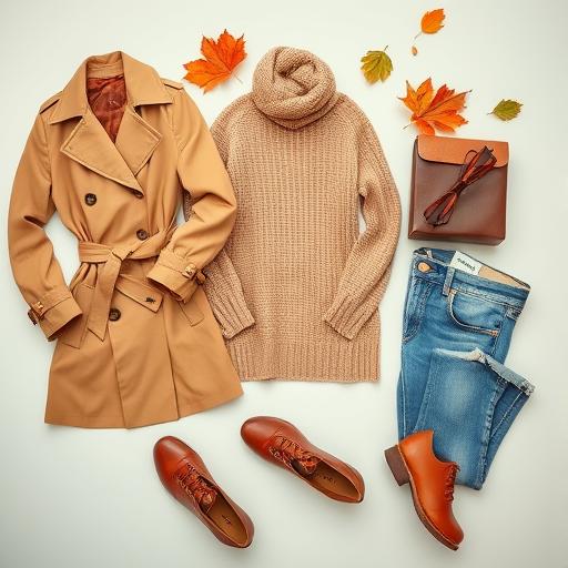 A flat lay of essential fall fashion items