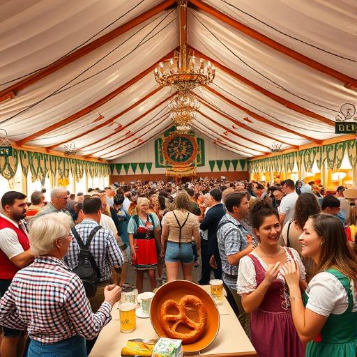 A lively scene of Munich's Oktoberfest