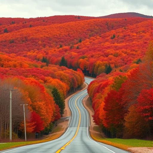 A peaceful drive with mountain colors and foliage