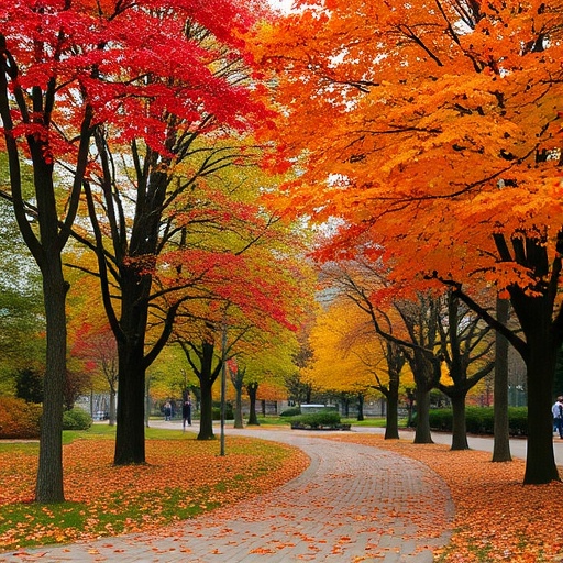 A picturesque autumn scene in Central Park