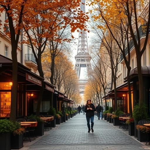 A romantic autumn scene in Paris