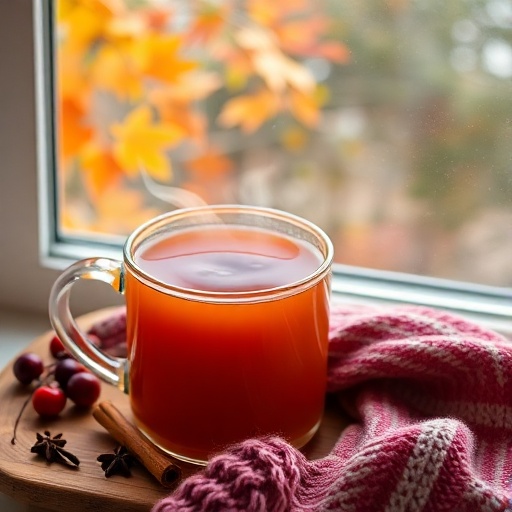 A steaming mug of spiced elderberry tea