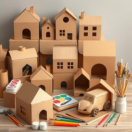 A variety of cardboard creations on display