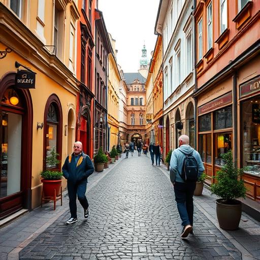 A vibrant street in Prague
