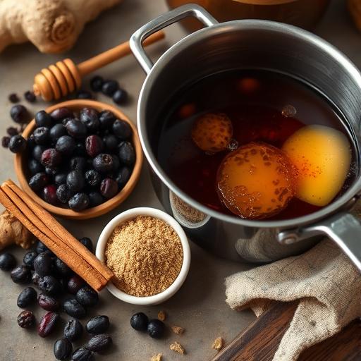 A warm and cozy setup for enjoying elderberry elixirs