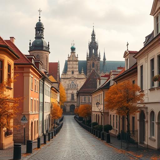 An enchanting view of Prague in autumn