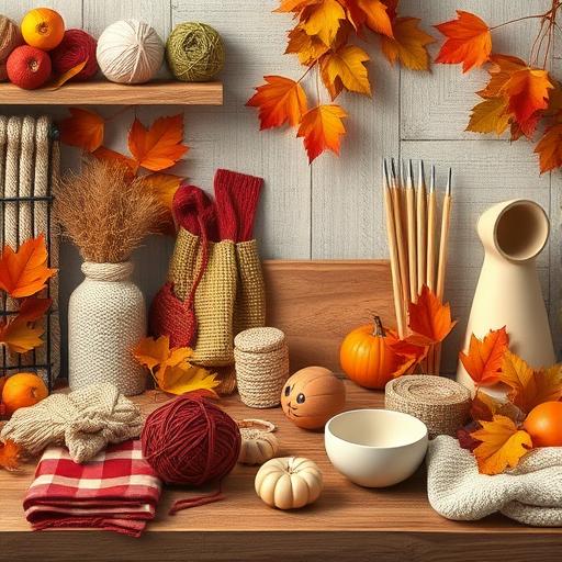 An inviting workspace arranged for knitting or pottery projects, exuding creativity and relaxation.