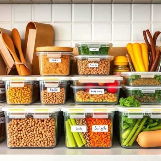 An organized kitchen with ingredients laid out for a quick stir fry dinner