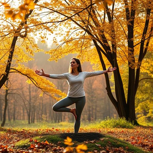 Capture a yogi practicing fall yoga