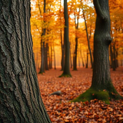 Close-up of autumn leaves in vibrant colors, engaging the senses with their beauty.