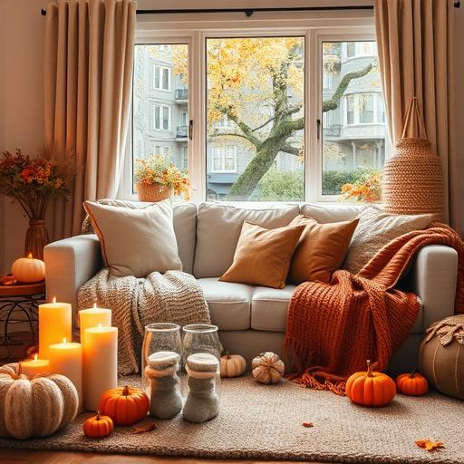 Cozy Living Room with Autumn Decor