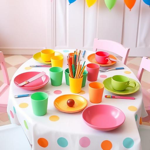 A finalized festive tablescape with personal touches and a playful vibe