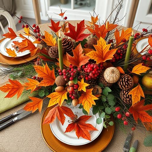 A dining table glowing with candle and string light effects