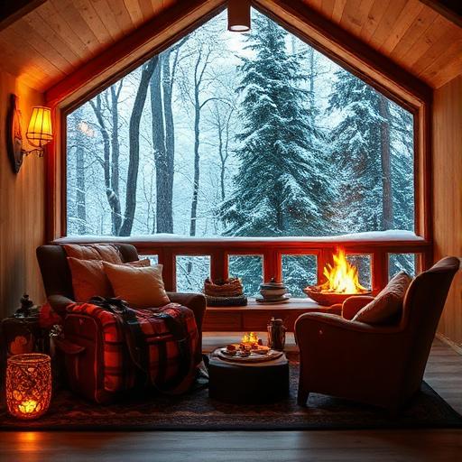 Cozy cabin and well-packed bag
