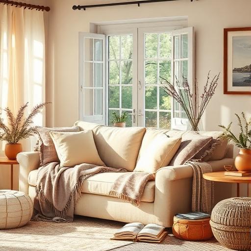 A cozy living room illustrating the concept of 'slow decorating'