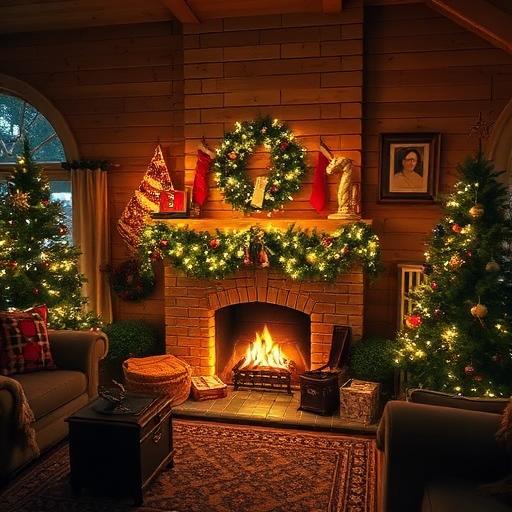 A cozy living room filled with holiday decorations.