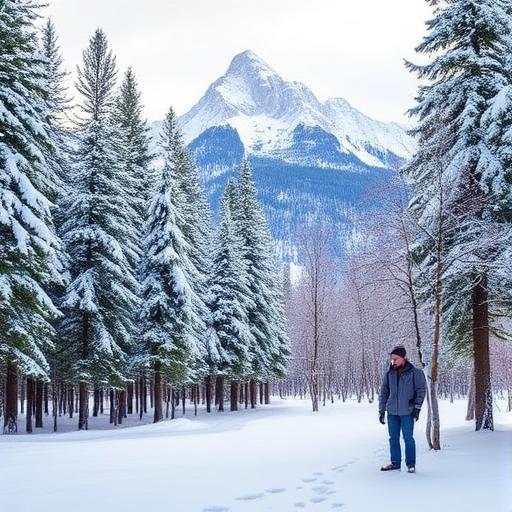 A peaceful forest in Jackson Hole during winter.