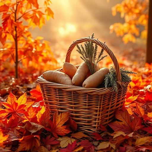 A picturesque November scene with sweet potatoes and sage