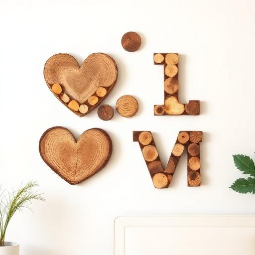 Rustic interior with personalized wood slice signs