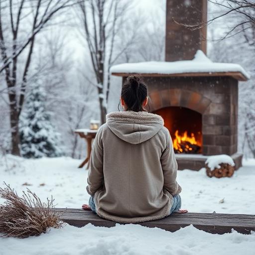 An outdoor winter meditation group embracing the spirit of community