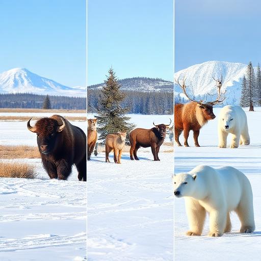 Composite image of winter wildlife tourism