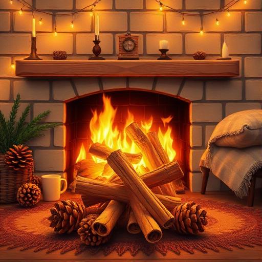 Cozy evening by the fireplace