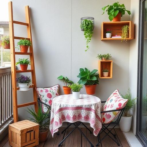 A DIY budget balcony makeover with repurposed materials
