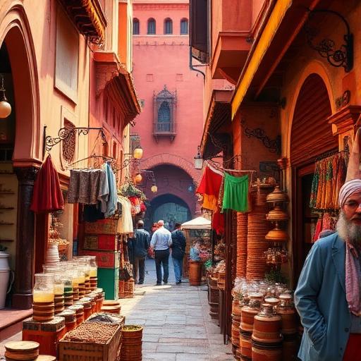 Artistic representation of Marrakech's vibrant streets