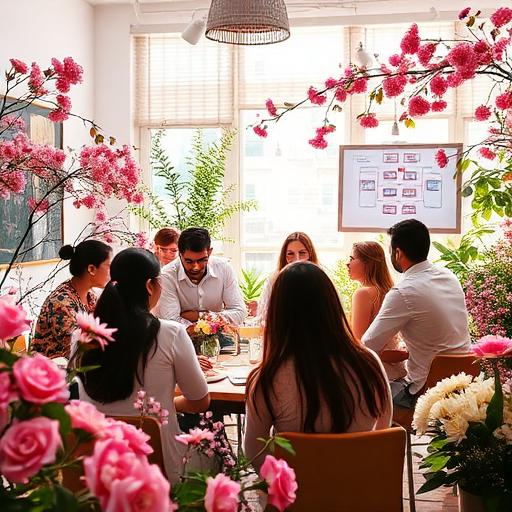 Creative workspace with floral scents
