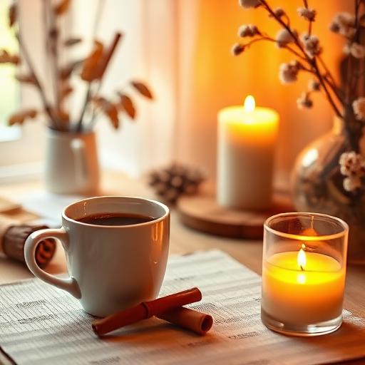 Cozy workspace with sweet and spicy scents